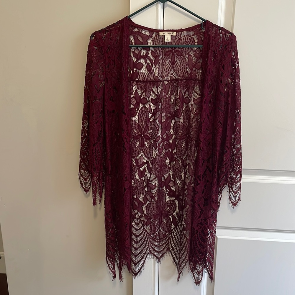 Burgundy Lace Shawl